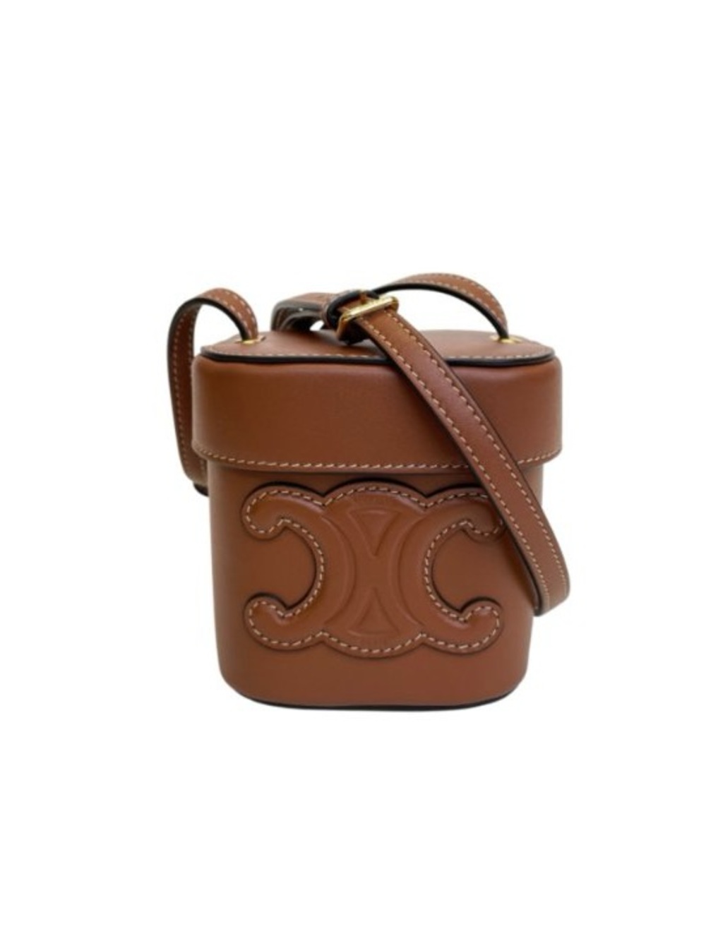 Celine Tan Leather Cuir Triomphe Crossbody Box Bag